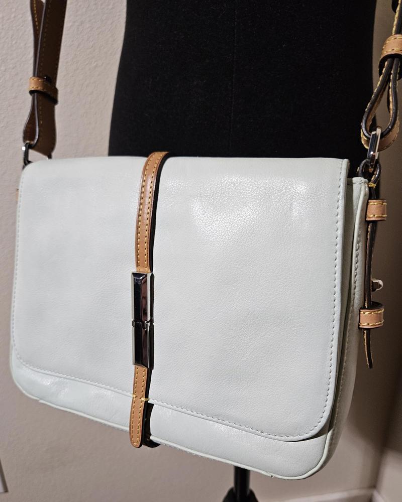 Etienne Aigner Cream and Brown Crossbody Bag
